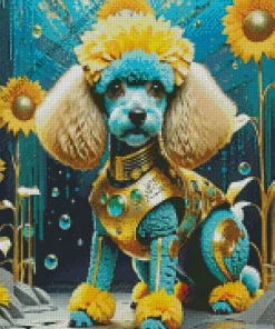 Blue Poodle Dog Diamond Painting