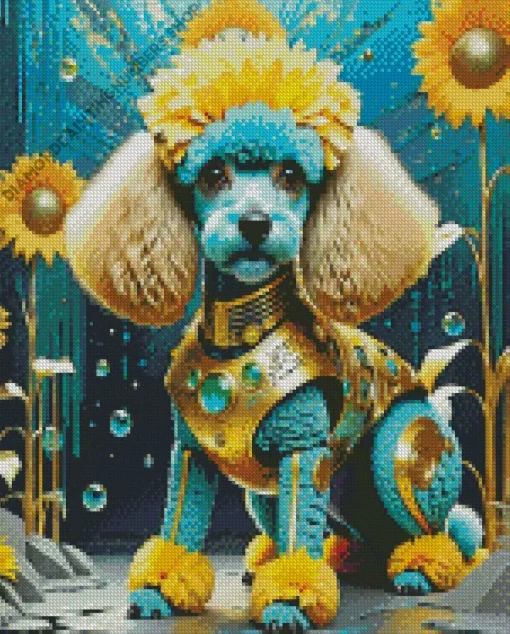Blue Poodle Dog Diamond Painting