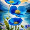 Blue Poppies Diamond Painting