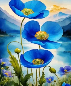 Blue Poppies Diamond Painting