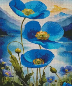 Blue Poppies Diamond Painting