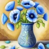 Blue Poppies Vase Diamond Painting