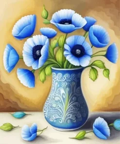 Blue Poppies Vase Diamond Painting