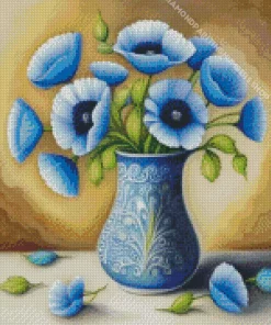 Blue Poppies Vase Diamond Painting