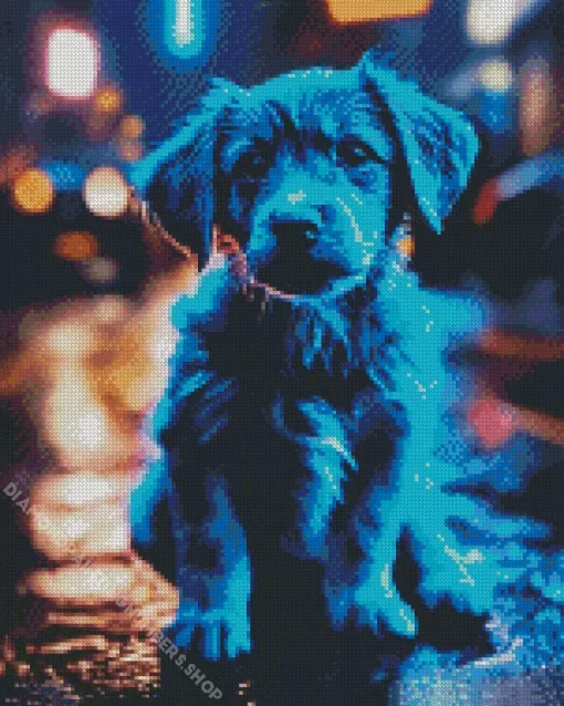 Blue Puppy Diamond Painting