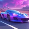 Blue Purple Car Diamond Painting