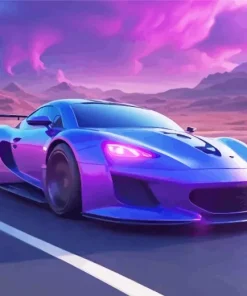 Blue Purple Car Diamond Painting