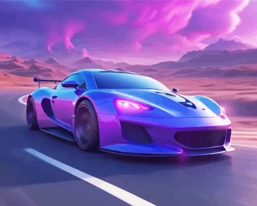 Blue Purple Car Diamond Painting