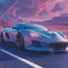 Blue Purple Car Diamond Painting
