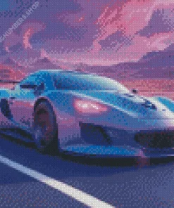 Blue Purple Car Diamond Painting