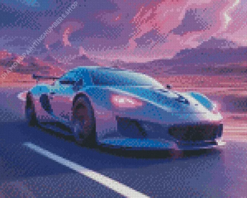 Blue Purple Car Diamond Painting