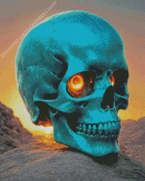 Blue Skull Diamond Painting