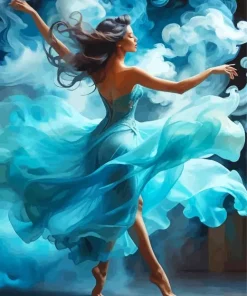 Blue Smoke Ballerina Diamond Painting