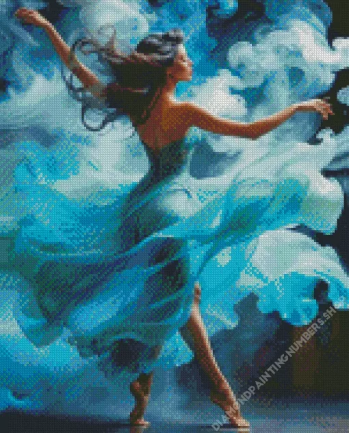 Blue Smoke Ballerina Diamond Painting