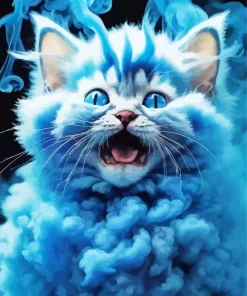 Blue Smoke Kitten Diamond Painting