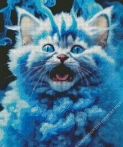 Blue Smoke Kitten Diamond Painting