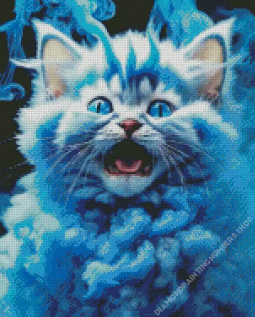 Blue Smoke Kitten Diamond Painting