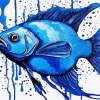 Blue Splatter Fish Diamond Painting