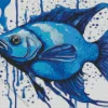 Blue Splatter Fish Diamond Painting
