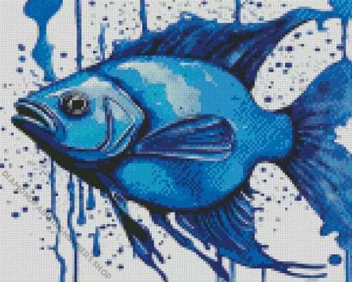 Blue Splatter Fish Diamond Painting