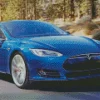 Blue Tesla Car Diamond Painting