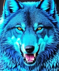 Blue Wolf Face Diamond Painting