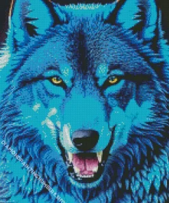 Blue Wolf Face Diamond Painting