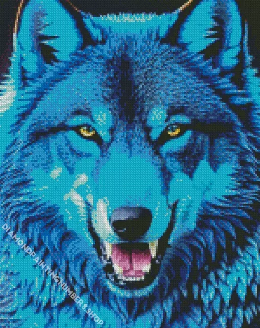 Blue Wolf Face Diamond Painting