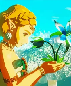 Blue Zelda Flower Diamond Painting