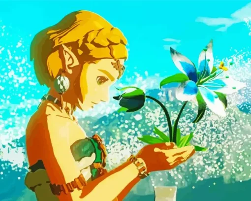 Blue Zelda Flower Diamond Painting