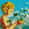 Blue Zelda Flower Diamond Painting