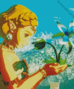 Blue Zelda Flower Diamond Painting