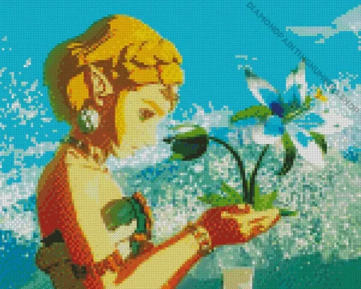 Blue Zelda Flower Diamond Painting
