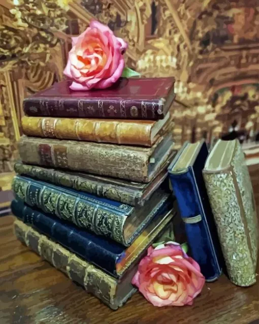 Books With Flowers Diamond Painting