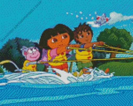 Boots Dora And Diego Diamond Painting
