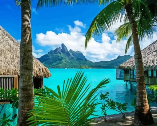 Bora Bora Huts Diamond Painting
