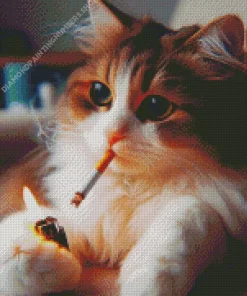 Cat Smoking Cigarette Diamond Painting