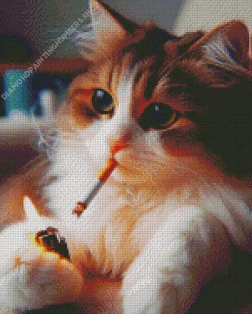Cat Smoking Cigarette Diamond Painting