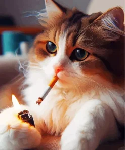 Cat Smoking Cigarette Diamond Painting