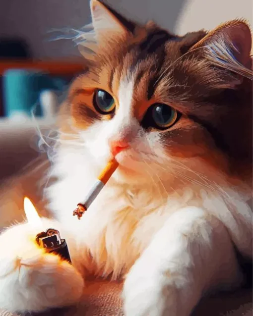 Cat Smoking Cigarette Diamond Painting
