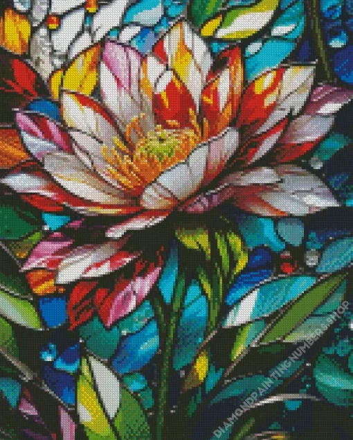 Cool Flower Stained Glass Diamond Painting