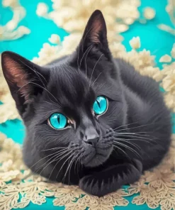 Cute Blue Eyed Black Cat Diamond Painting