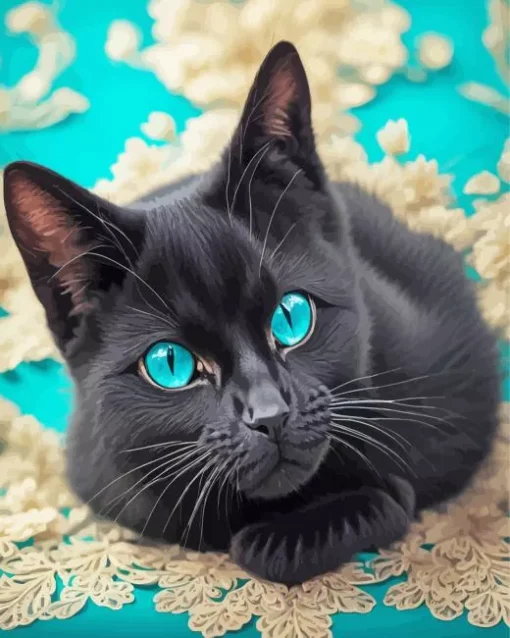 Cute Blue Eyed Black Cat Diamond Painting