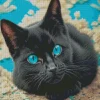 Cute Blue Eyed Black Cat Diamond Painting