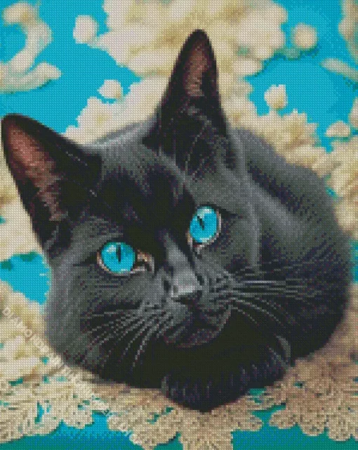 Cute Blue Eyed Black Cat Diamond Painting