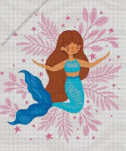 Cute Blue Mermaid Diamond Painting