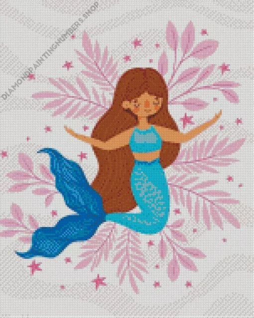 Cute Blue Mermaid Diamond Painting