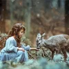 Deer And Girl Diamond Painting