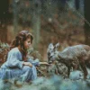 Deer And Girl Diamond Painting