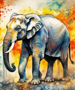 Elephant Water Color Diamond Painting